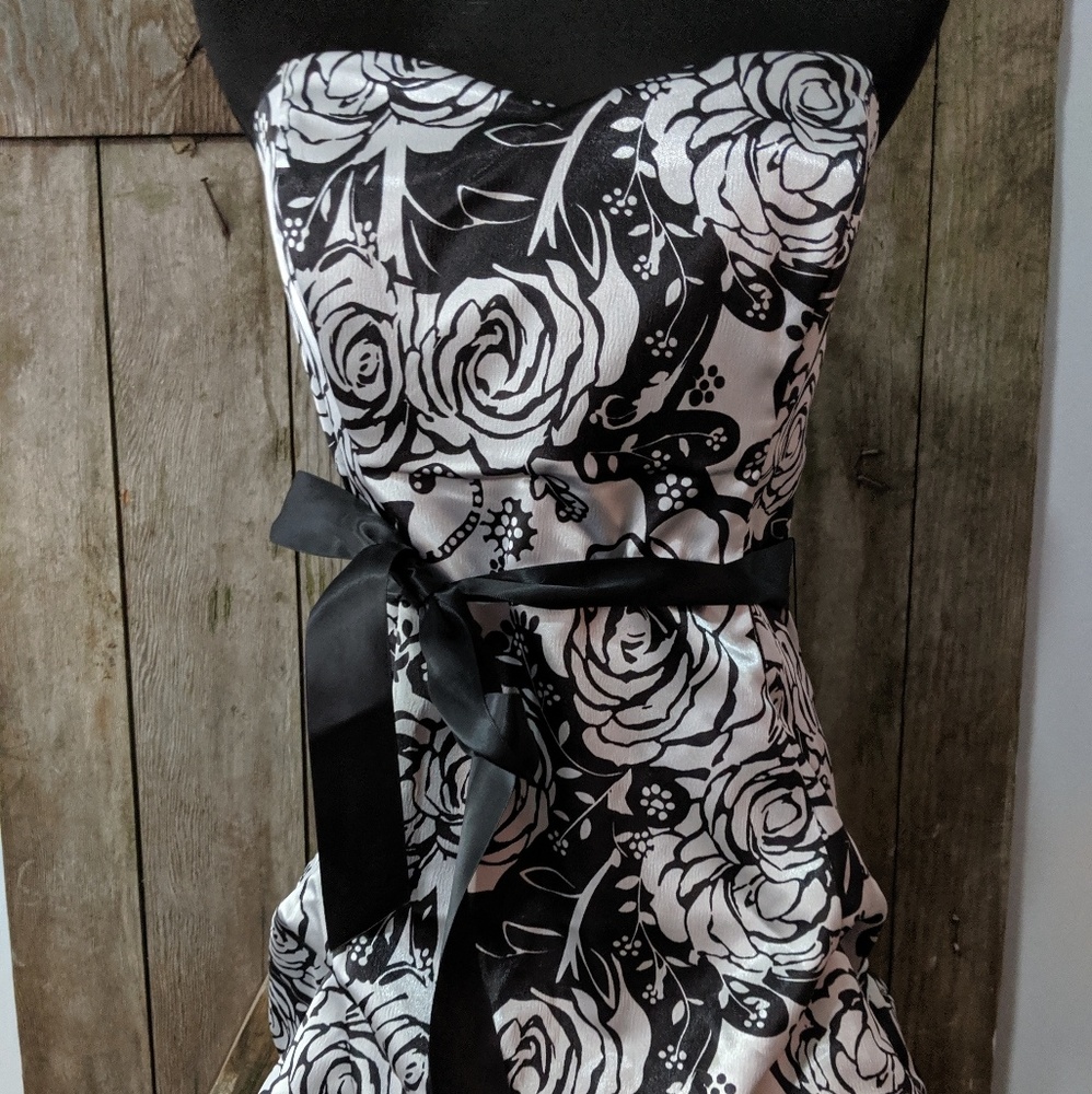 My Michelle Silver and Black Strapless Dress